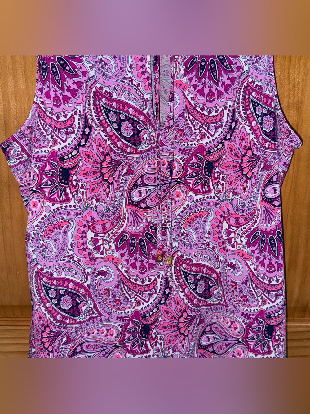 Michael Kors Pink and Purple Paisley Sleeveless Dress - Picture 5 of 11